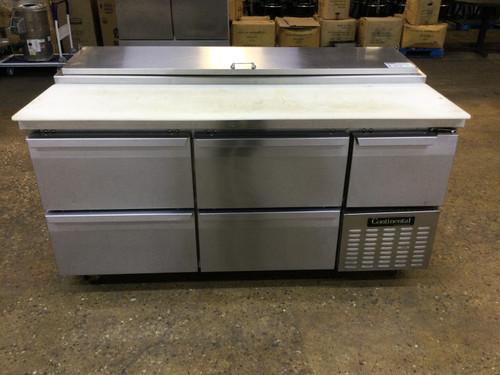 Continental 68”4 Drawers Pizza Prep Table W/Casters