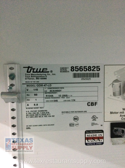 True 54” Two Sliding Glass Door Refrigerator