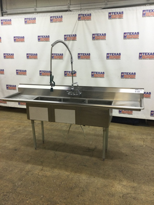 Nice! Advance Tabco S/S 3 Compartment Sink W /Faucet Pre-Rinse