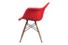 Molded Plastic Armchair with Wood Legs (Set of 2)|matte_red___natural_legs