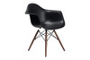 Molded Plastic Armchair with Wood Legs (Set of 2)|matte_black___walnut_legs