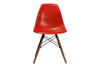 Molded Plastic Side Chair with Wood Legs (Set of 2)|red___walnut