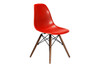 Molded Plastic Side Chair with Wood Legs (Set of 2)|red___walnut