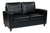 Bonded Leather Loveseat with Espresso Finish Legs|black