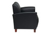 Bonded Leather Breeze Club Chair with Cherry Finish Legs|black