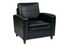 Bonded Leather Club Chair with Espresso Finish Legs|black