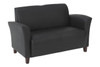 Loveseat with Cherry Finish Legs|black