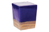 Two Glaze Ceramic Square Cube Stool (Set of 2)|navy_blue___metallic