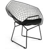 Bertoia Wire Diamond Chair (Black Powder Coated Steel / Black Fabric)