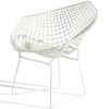 Bertoia Wire Diamond Chair (White Powder Coated Steel / White Fabric)