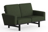 Hans Wegner GE-236 Loveseat|american_ash___stained_black|vintage_tweed__fern_green