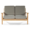 Hans Wegner Plank 2 Seater Sofa (Natural American Ash / Chrome Grey Fabric)