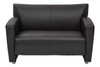 Black Faux Leather Loveseat with Silver Finish Legs