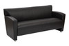 Black Faux Leather Sofa with Silver Finish Legs