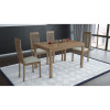 Thora 5-Piece Dining Set with Tova Chairs (Walnut / Cream Fabric)