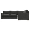 Wyatt Sectional shown in Bebop Grade, Shade Fabric w/ Walnut Legs