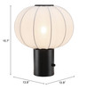 Wisteria Table Lamp|white dimension