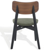 Divya Wood And Linen Dining Chair (Set of 2)|walnut_black_olive_green