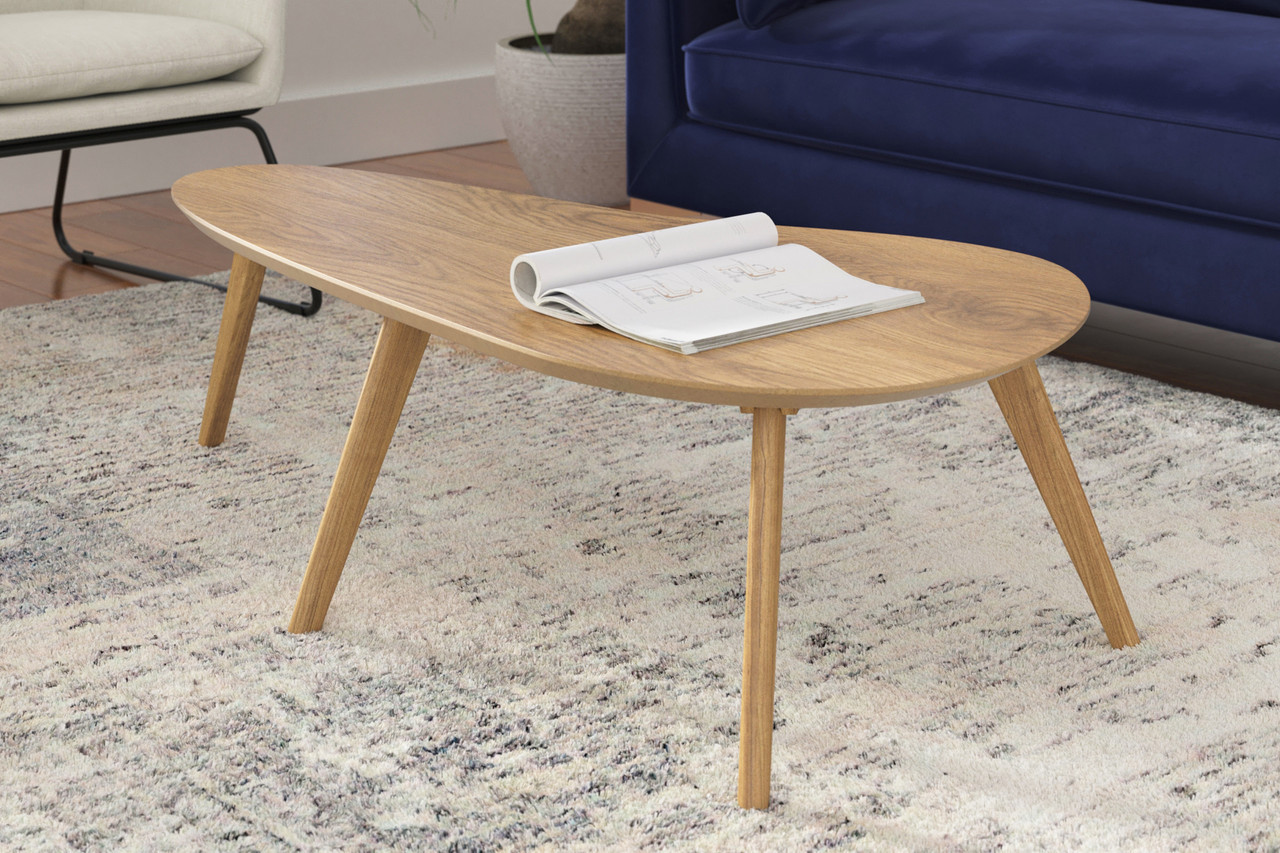 Kidney Shaped Coffee Table (White Oak) - Inmod