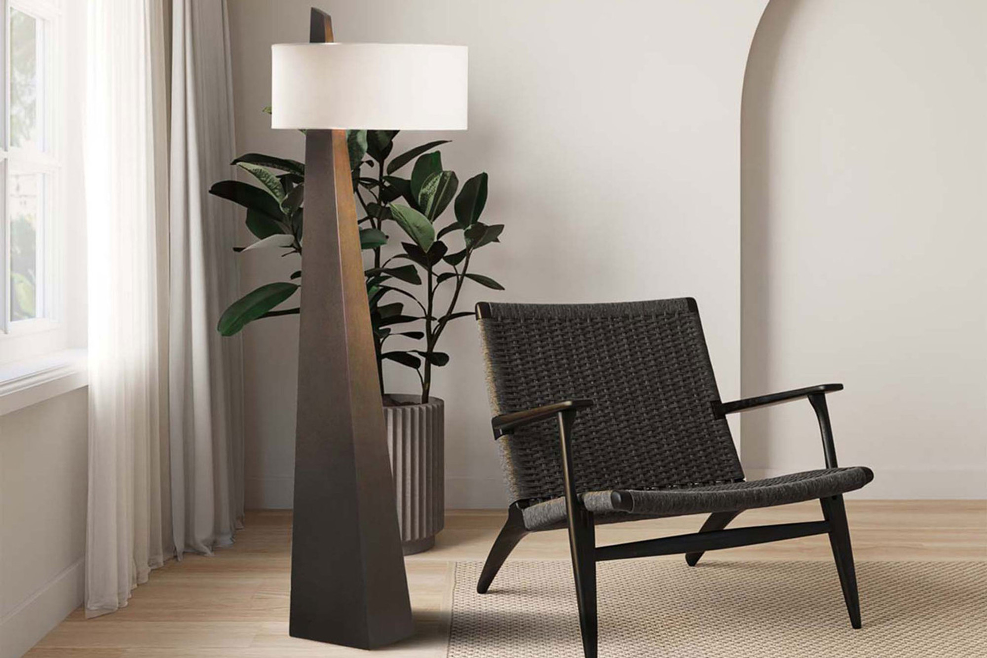 obelisk brown floor lamp