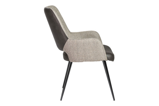 Desi Arm Chair|light_gray_fabric___dark_gray_leatherette___black