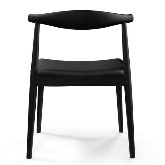 Hans Wegner Elbow Chair|ash_stained_black_with_black_vegan_leather_seat