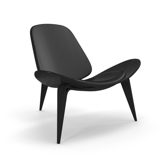 Hans Wegner Shell Chair|black___black_leather