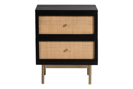 Hudson 2-Drawer Nightstand|black
