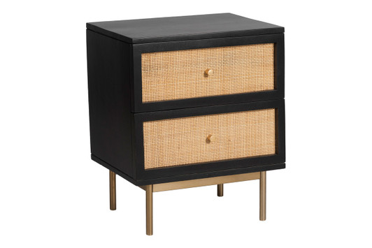 Hudson 2-Drawer Nightstand|black