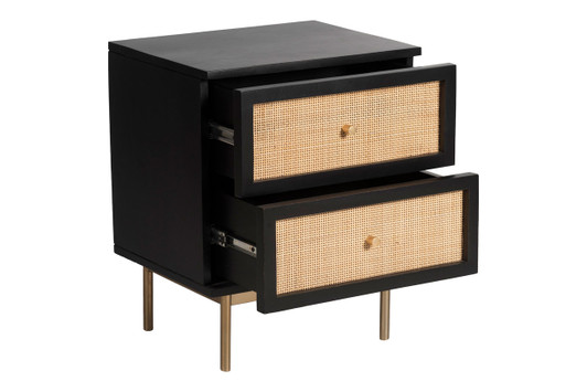 Hudson 2-Drawer Nightstand|black