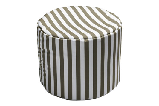Spring Round Outdoor Bean Bag Ottoman|taupe_stripes