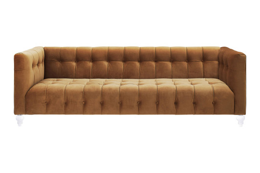 Kayla Velvet Sofa|cognac