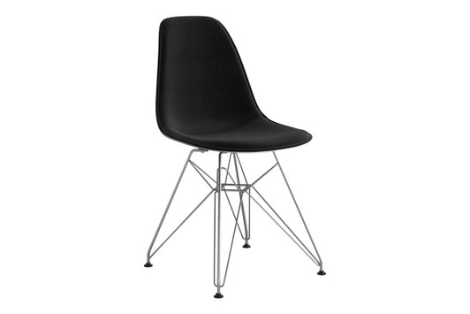 Molded Plastic Eiffel Side Chair Upholstered (Set of 2)|white___black_fabric