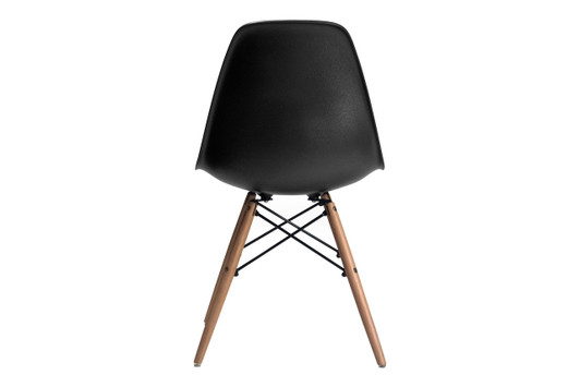 Molded Plastic Side Chair with Wood Legs (Set of 2)|black___natural