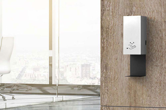 Hand Sanitizer Dispenser - Wall Mount|satin_nickel lifestyle