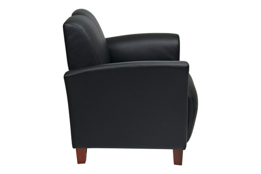 Bonded Leather Breeze Club Chair with Cherry Finish Legs|black