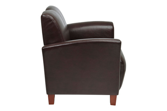 Bonded Leather Breeze Club Chair with Cherry Finish Legs|mocha