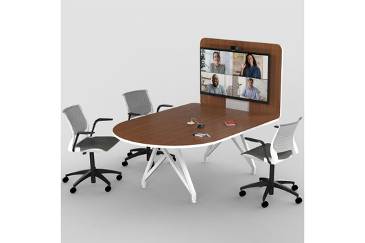 TeleMeet Connect Conference Table with Media Panel|60in___caf_latte_and_white___not_included
