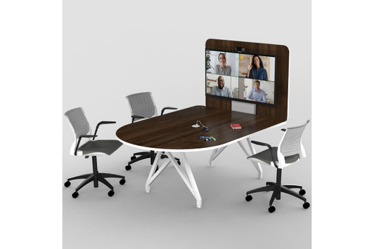 TeleMeet Connect Conference Table with Media Panel|60in___california_walnut_and_white___not_included