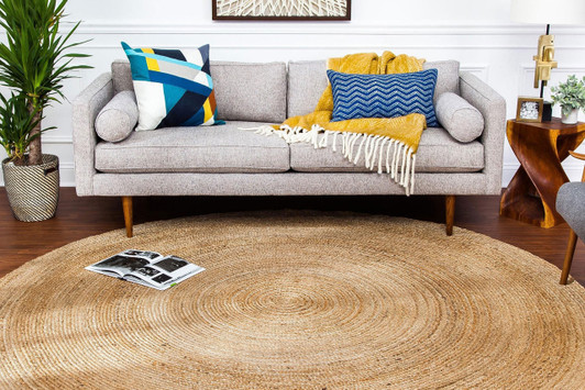 Anji Mountain Round Kerala Natural Jute Rug lifestyle