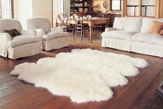Sheepskin Rugs: Longwool Eight Pelt Rug lifestyle