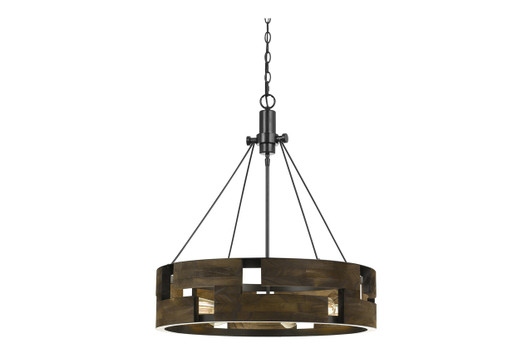 Bradford 6-Light Wood Drum Pendant Light