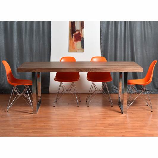 Eco-Natura Roma 5 Piece Dining Set with Molded Plastic Side Chairs (Eiffel Chair Base / Orange)