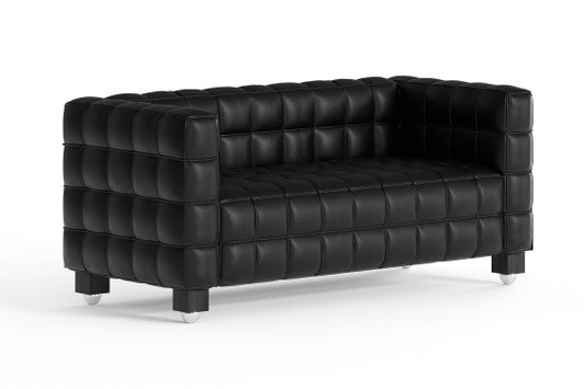 Josef Hoffman Kubus Loveseat|top-grain_leather__ink_black