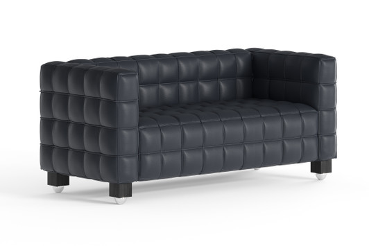 Josef Hoffman Kubus Loveseat|modtex_performance_leatherette__raven_black