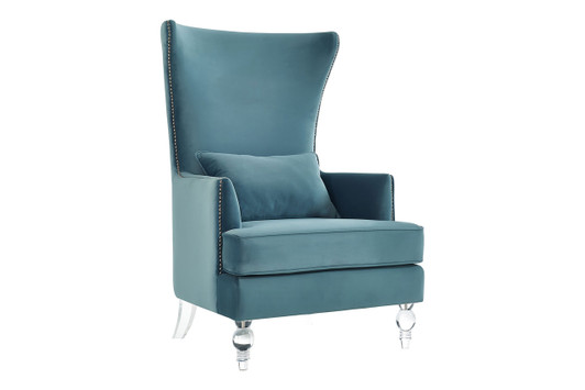 Kitty Velvet Chair with Lucite Legs