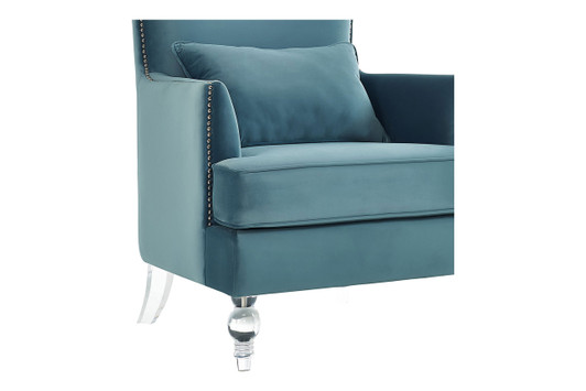 Kitty Velvet Chair with Lucite Legs