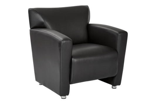 Black Faux Leather Club Chair with Silver Finish Legs