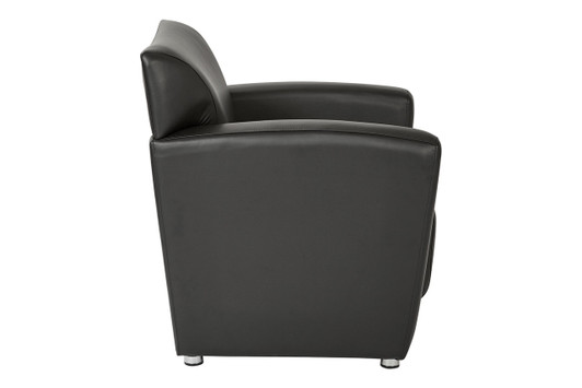 Black Faux Leather Club Chair with Silver Finish Legs