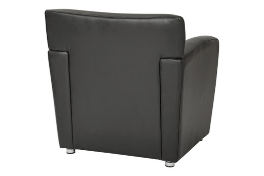 Black Faux Leather Club Chair with Silver Finish Legs